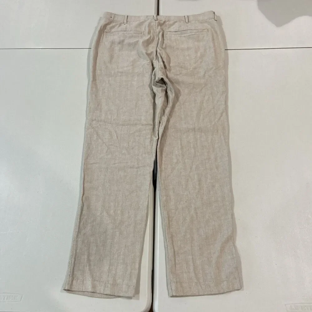 Abercrombie & Fitch Men’s Straight Fit Stretch Herringbone Pants Beige 36x32